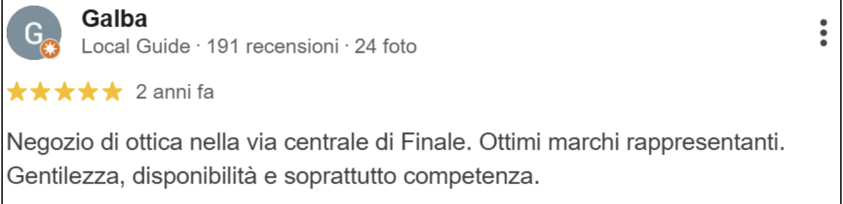 Recensione Google di Galba