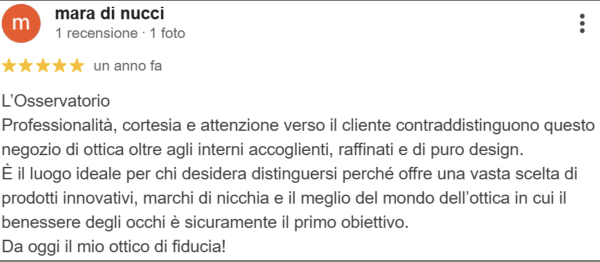 Recensione Google di Mara di Nucci