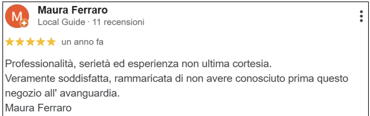 Recensione Google di Maura Ferraro
