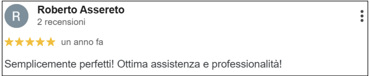 Recensione Google di Roberto Assereto
